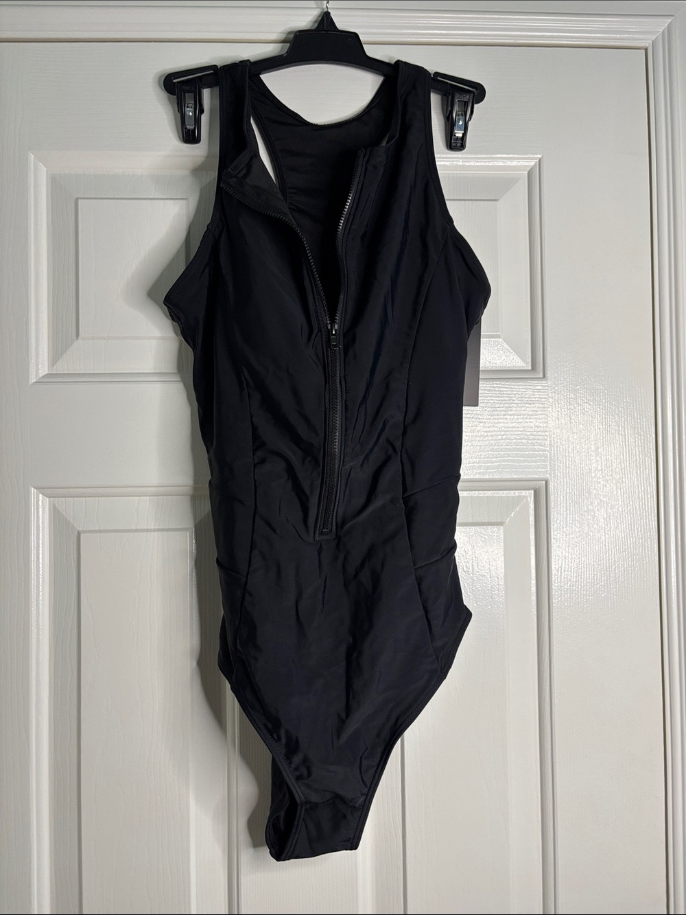 Women's Black Front-Zip One-Piece Sexy Slimming Swimsuit